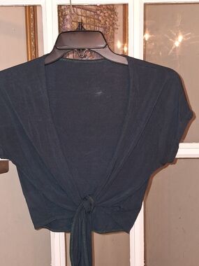Love in Navy Tie-Front Crop Top